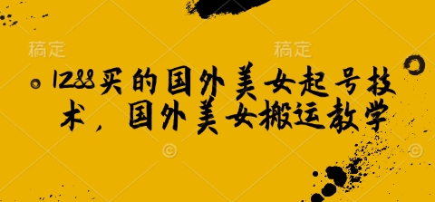 1288买的国外美女起号技术，国外美女搬运教学跨境课程-外贸教程-精品网课-电商运营课库课堂