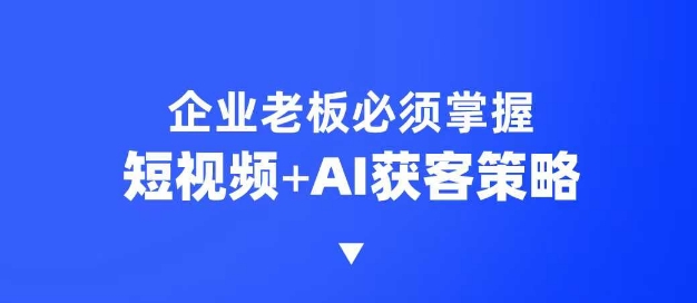 企业短视频AI获客霸屏流量课，6步短视频+AI突围法，3大霸屏抢客策略跨境课程-外贸教程-精品网课-电商运营课库课堂
