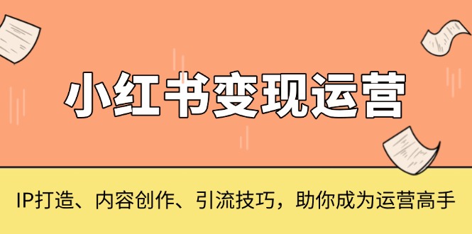 小红书变现运营，IP打造、内容创作、引流技巧，助你成为运营高手跨境课程-外贸教程-精品网课-电商运营课库课堂