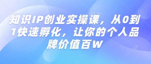知识IP创业实操课，从0到1快速孵化，让你的个人品牌价值百W跨境课程-外贸教程-精品网课-电商运营课库课堂