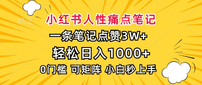 小红书人性痛点笔记，一条笔记点赞3W+，轻松日入1000+，小白秒上手跨境课程-外贸教程-精品网课-电商运营课库课堂
