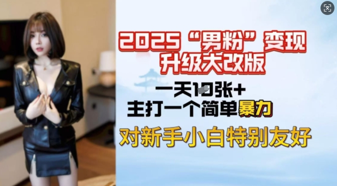 2025男粉变现全新玩法升级，日入上千简简单单，小白可轻松上手跨境课程-外贸教程-精品网课-电商运营课库课堂