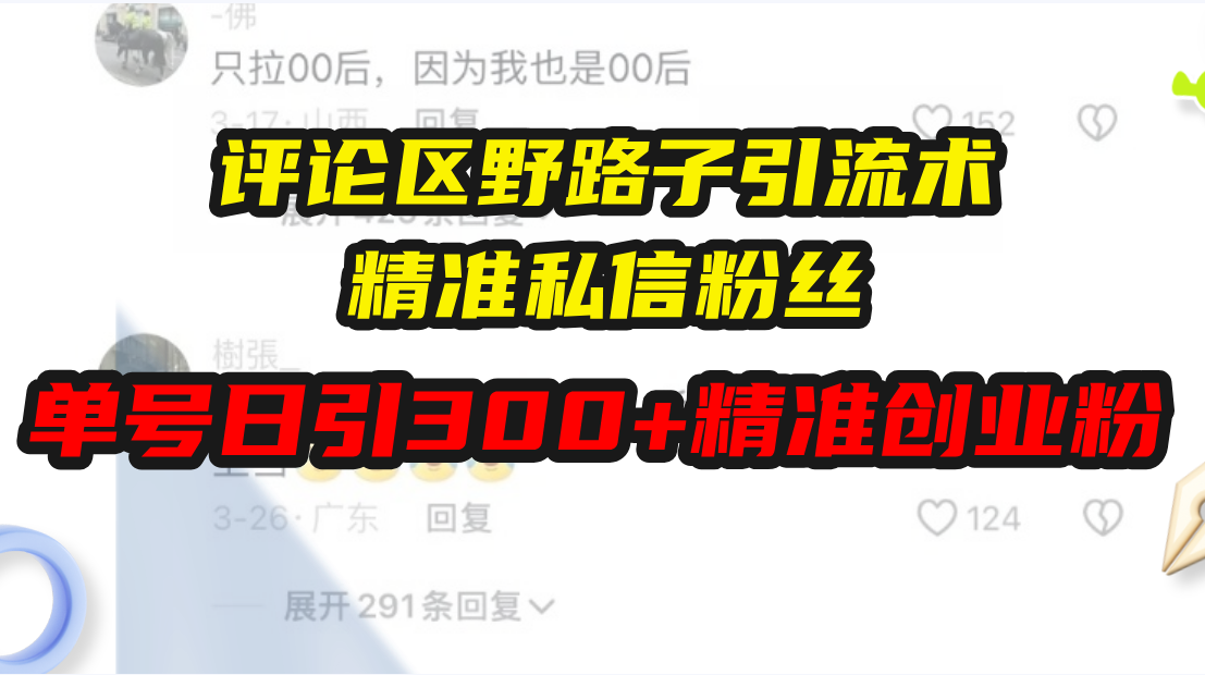 评论区野路子引流术，精准私信粉丝，单号日引流300+精准创业粉跨境课程-外贸教程-精品网课-电商运营课库课堂