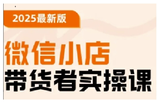 2025最新版微信小店带货者实操课，基础操作到高级运营技巧，快速上手跨境课程-外贸教程-精品网课-电商运营课库课堂