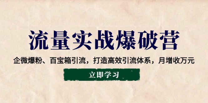 流量实战爆破营：企微爆粉、百宝箱引流，打造高效引流体系，月增收万元跨境课程-外贸教程-精品网课-电商运营课库课堂