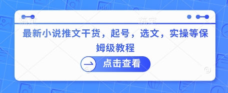 最新小说推文干货，起号，选文，实操等保姆级教程跨境课程-外贸教程-精品网课-电商运营课库课堂