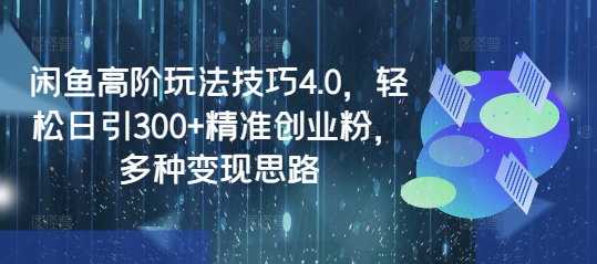 闲鱼高阶玩法技巧4.0，轻松日引300+精准创业粉，多种变现思路跨境课程-外贸教程-精品网课-电商运营课库课堂