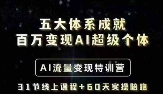 五大体系成就百万变现AI超级个体- AI流量变现特训营，一步一步教你一个人怎么年入百W跨境课程-外贸教程-精品网课-电商运营课库课堂