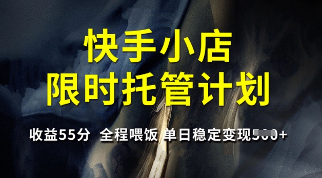 快手小店限时托管计划，收益55分，全程喂饭，单日稳定变现5张跨境课程-外贸教程-精品网课-电商运营课库课堂