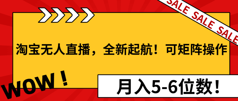 淘宝无人直播，全新起航！可矩阵操作，月入5-6位数！跨境课程-外贸教程-精品网课-电商运营课库课堂