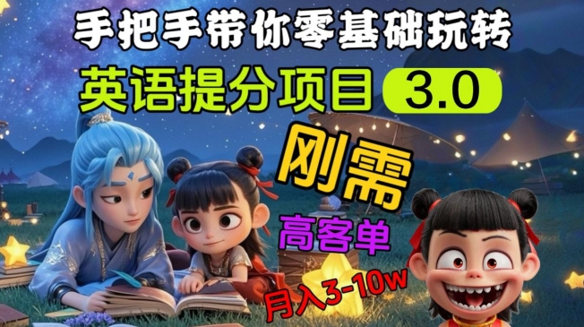 英语提分项目3.0，私域高客单价，刚需，月入3-10个跨境课程-外贸教程-精品网课-电商运营课库课堂