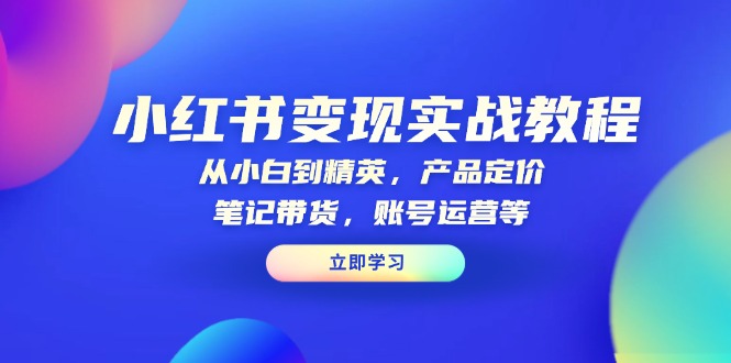 小红书变现实战教程：从小白到精英，产品定价，笔记带货，账号运营等跨境课程-外贸教程-精品网课-电商运营课库课堂