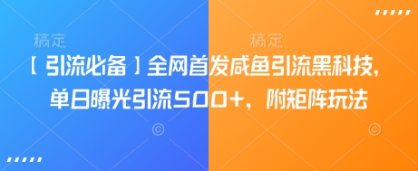 【引流必备】全网首发咸鱼引流黑科技，单日曝光引流500+，附矩阵玩法跨境课程-外贸教程-精品网课-电商运营课库课堂