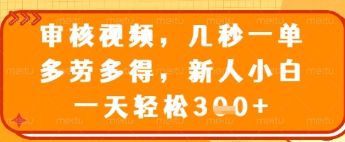 审核视频，几秒一单，多劳多得，新人小白一天轻松3张跨境课程-外贸教程-精品网课-电商运营课库课堂