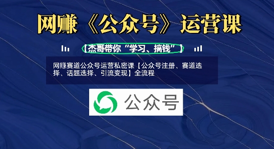 网创赛道公众号运营私密课【公众号注册、赛道选择、话题选择、引流变现】全流程跨境课程-外贸教程-精品网课-电商运营课库课堂