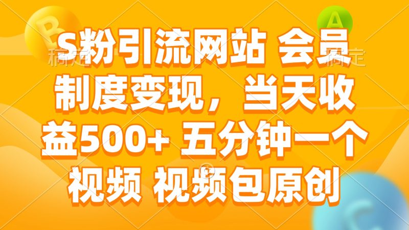 S粉引流网站 会员制度变现，当天收益500+ 五分钟一个视频 视频包原创跨境课程-外贸教程-精品网课-电商运营课库课堂