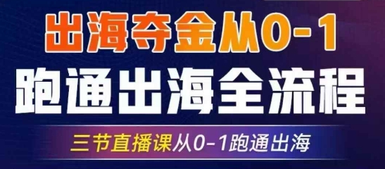 2025出海夺金从0-1跑通出海全流程，三节直播课从0-1跑通出海，教你用AI跑通全流程跨境课程-外贸教程-精品网课-电商运营课库课堂