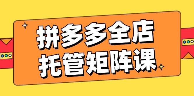 拼多多全店托管矩阵课，盈利动销玩法，高效计划设置，提升店铺效益跨境课程-外贸教程-精品网课-电商运营课库课堂