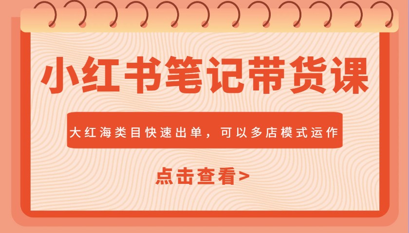小红书笔记带货课，大红海类目快速出单，市场大，可以多店模式运作跨境课程-外贸教程-精品网课-电商运营课库课堂