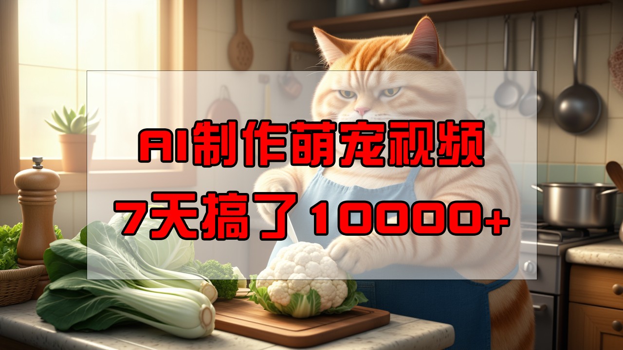 靠AI制作萌宠视频，7天搞了1万+，操作简单门槛低，有手机就行跨境课程-外贸教程-精品网课-电商运营课库课堂