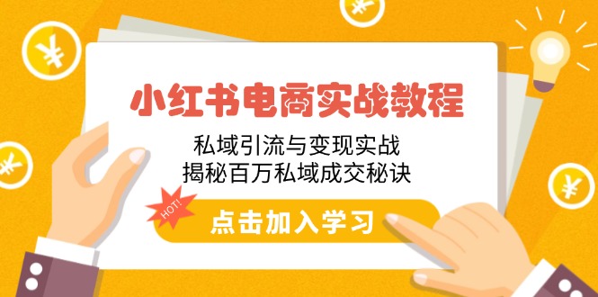 小红书电商实战教程：私域引流与变现实战，揭秘百万私域成交秘诀跨境课程-外贸教程-精品网课-电商运营课库课堂