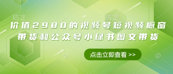 价值2980的视频号短视频橱窗带货和公众号小绿书图文带货跨境课程-外贸教程-精品网课-电商运营课库课堂
