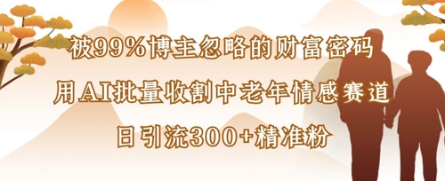 被99%博主忽略的财富密码：用AI批量收割中老年情感赛道，日引流300+精准粉跨境课程-外贸教程-精品网课-电商运营课库课堂