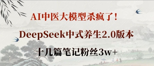 AI中医大模型杀疯了！DeepSeek中式养生2.0版本，十几篇笔记粉丝3w+跨境课程-外贸教程-精品网课-电商运营课库课堂