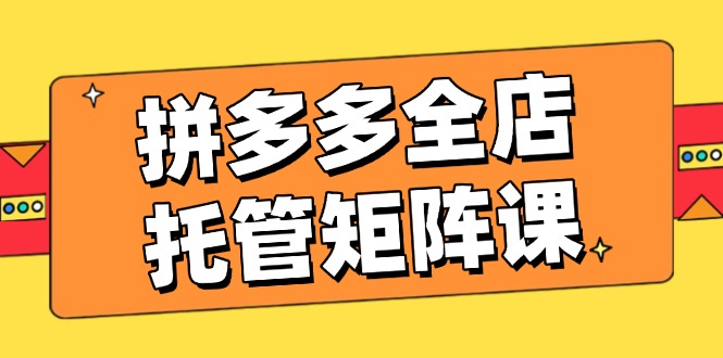 拼多多全店托管矩阵课，盈利动销玩法，高效计划设置，提升店铺效益跨境课程-外贸教程-精品网课-电商运营课库课堂