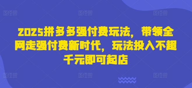 2025拼多多强付费玩法，带领全网走强付费新时代，玩法投入不超千元即可起店跨境课程-外贸教程-精品网课-电商运营课库课堂