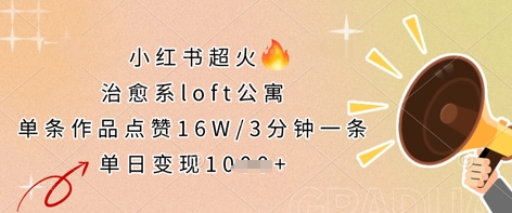 小红书超火的治愈系loft公寓，单条作品点赞16W，3分钟一条，单日变现数张跨境课程-外贸教程-精品网课-电商运营课库课堂