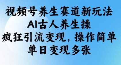 视频号养生赛道新玩法，AI古人养生操，疯狂引流变现，操作简单，单日变现多张跨境课程-外贸教程-精品网课-电商运营课库课堂