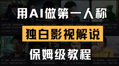 用AI做第一人称独白影视解说，手把手教学，保姆级教程跨境课程-外贸教程-精品网课-电商运营课库课堂