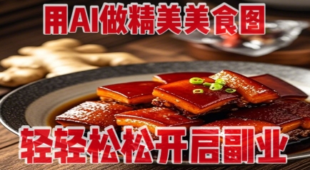 用AI做精美美食图，无需专业设备拍摄，轻轻松松开启副业跨境课程-外贸教程-精品网课-电商运营课库课堂