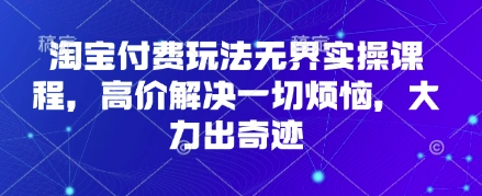 淘宝付费玩法无界实操课程，高价解决一切烦恼，大力出奇迹跨境课程-外贸教程-精品网课-电商运营课库课堂