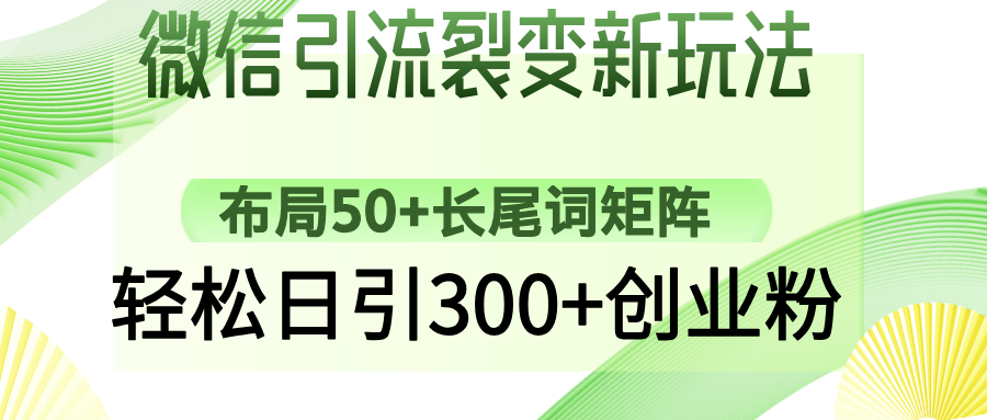 微信引流裂变新玩法：布局50+长尾词矩阵，轻松日引300+创业粉跨境课程-外贸教程-精品网课-电商运营课库课堂