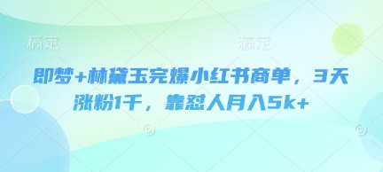 即梦+林黛玉完爆小红书商单，3天涨粉1千，靠怼人月入5k+跨境课程-外贸教程-精品网课-电商运营课库课堂