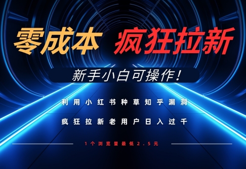 利用小红书种草知乎漏洞，零成本疯狂拉新日入数张，新手小白可操作跨境课程-外贸教程-精品网课-电商运营课库课堂
