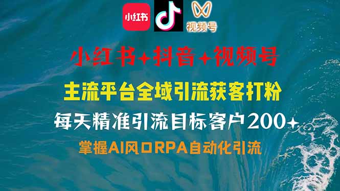 小红书、抖音、视频号全域多平台引流获客，日引目标客户200+，RPA自动…跨境课程-外贸教程-精品网课-电商运营课库课堂