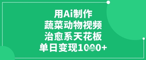 用Ai制作蔬菜动物视频，治愈系天花板，单日变现1k跨境课程-外贸教程-精品网课-电商运营课库课堂