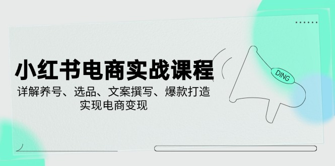 小红书电商实战课程，详解养号、选品、文案撰写、爆款打造，实现电商变现跨境课程-外贸教程-精品网课-电商运营课库课堂
