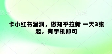卡小红书漏洞，做知乎拉新 一天3张起，有手机即可跨境课程-外贸教程-精品网课-电商运营课库课堂