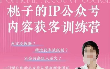 桃子IP公众号内容获客训练营(第3期)，一门让你公众号从0到商业闭环的课程跨境课程-外贸教程-精品网课-电商运营课库课堂
