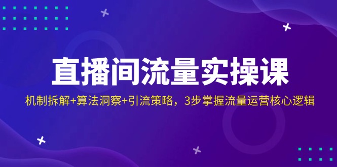 直播间流量实操课：机制拆解+算法洞察+引流策略，3步掌握流量运营核心逻辑跨境课程-外贸教程-精品网课-电商运营课库课堂