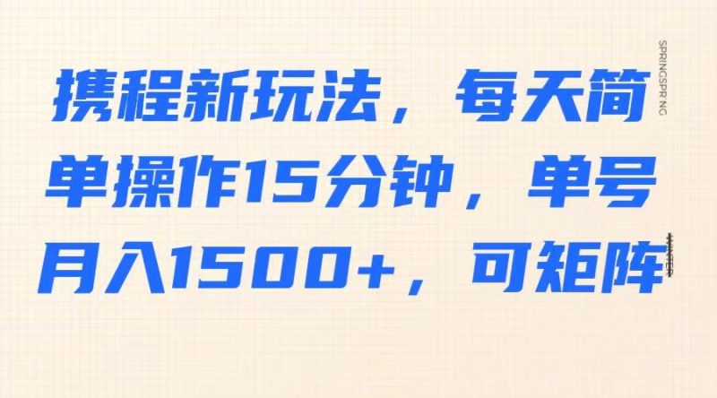 携程新玩法，每天简单操作15分钟，单号月入1500+，可矩阵跨境课程-外贸教程-精品网课-电商运营课库课堂