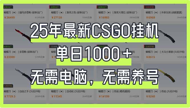 25年最新CSGO挂机系统，单日1000+，无需电脑，无需养号，0基础可上手跨境课程-外贸教程-精品网课-电商运营课库课堂