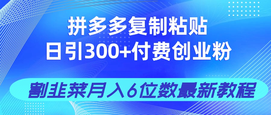 拼多多复制粘贴日引300+付费创业粉，割韭菜月入6位数最新教程！跨境课程-外贸教程-精品网课-电商运营课库课堂