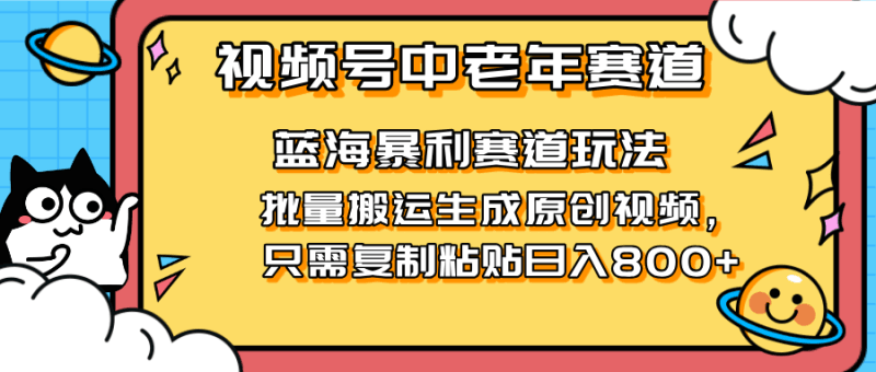 2025视频号中老年短视频蓝海暴利风口！复制粘贴搬运视频单日赚800+，无…跨境课程-外贸教程-精品网课-电商运营课库课堂
