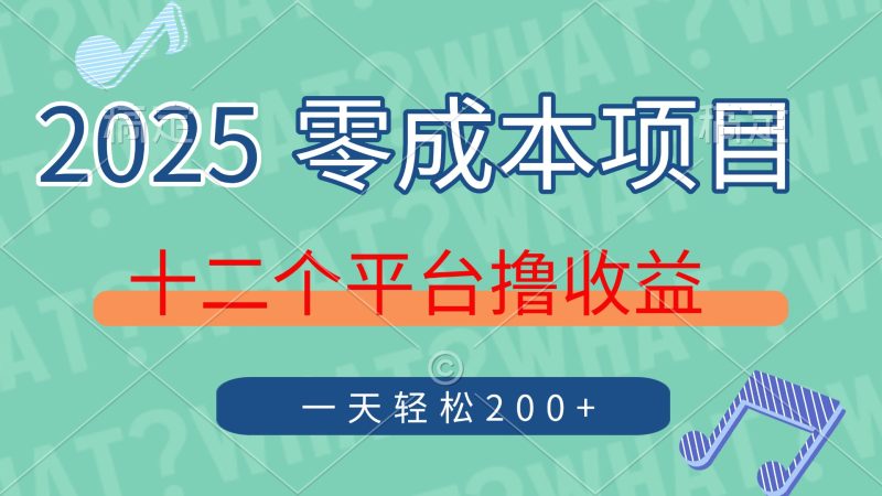 2025年零成本项目，十二个平台撸收益，单号一天轻松200+跨境课程-外贸教程-精品网课-电商运营课库课堂