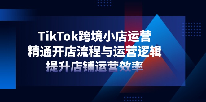 TikTok跨境小店运营，精通开店流程与运营逻辑，提升店铺运营效率跨境课程-外贸教程-精品网课-电商运营课库课堂